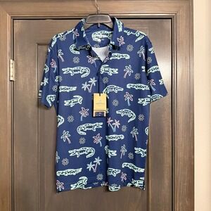 Chubbies NWT The Neon Glade Performance Polo 2.0 Navy Crocodile Shirt Mens S